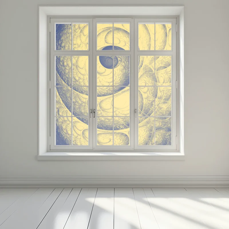 Fensteraufkleber goldene spiralförmige fraktalstruktur Fensteraufkleber goldene spiralförmige fraktalstruktur