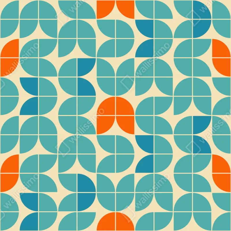 Tischaufkleber und Schreibtischaufkleber retro geometrisches fliesenmuster in türkis und orange Tischaufkleber und Schreibtischaufkleber retro geometrisches fliesenmuster in türkis und orange