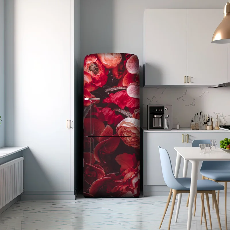 Kühlschrankaufkleber prächtiges blütenmeer in tiefroten tönen Kühlschrankaufkleber prächtiges blütenmeer in tiefroten tönen