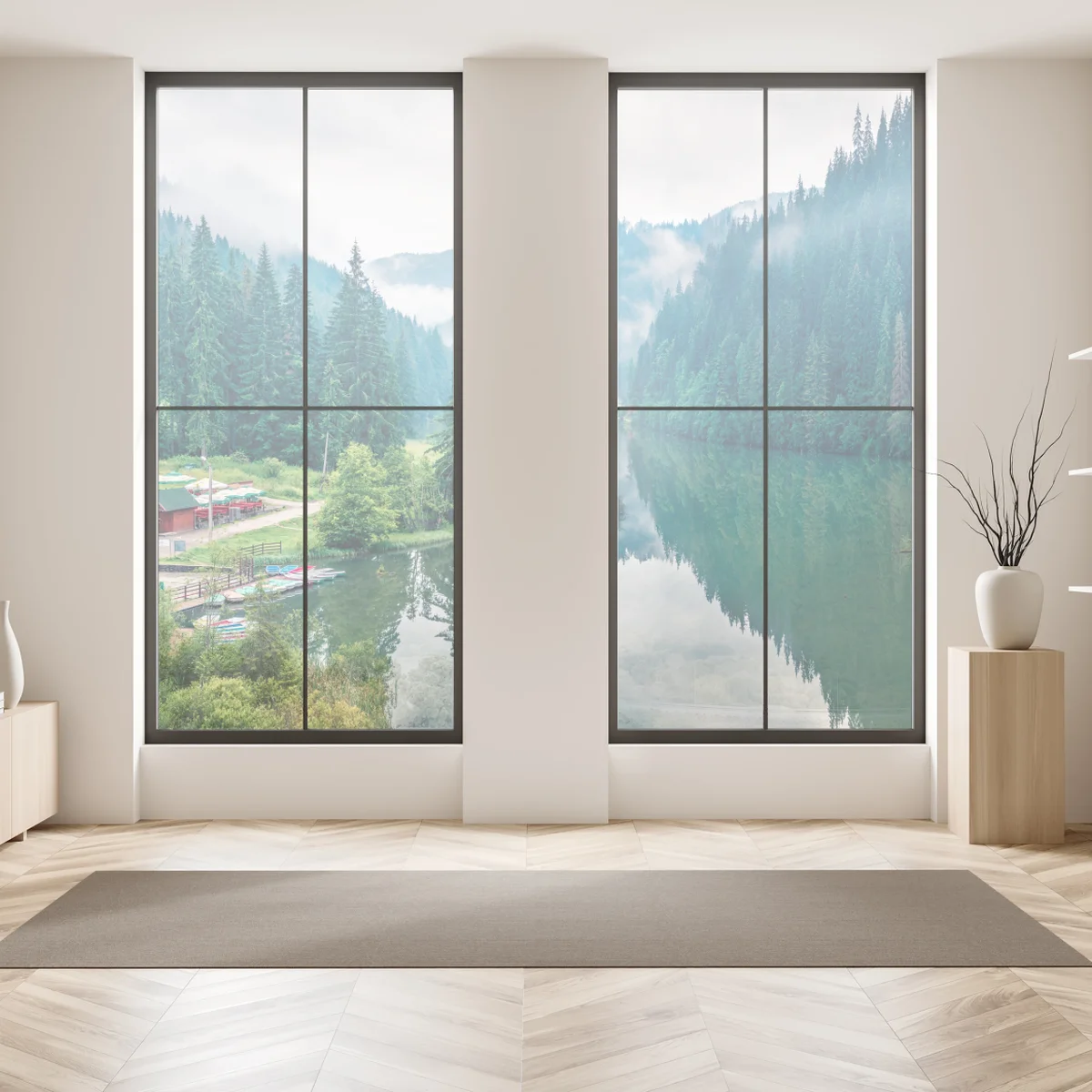 Fensteraufkleber nebliger morgen am Lacu Rosu Fensteraufkleber nebliger morgen am Lacu Rosu