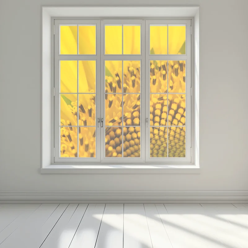 Fensteraufkleber goldene sonnenblume nahaufnahme