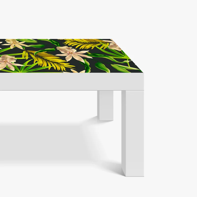 Tischaufkleber und Schreibtischaufkleber tropisches orchideenmuster auf dunklem hintergrund