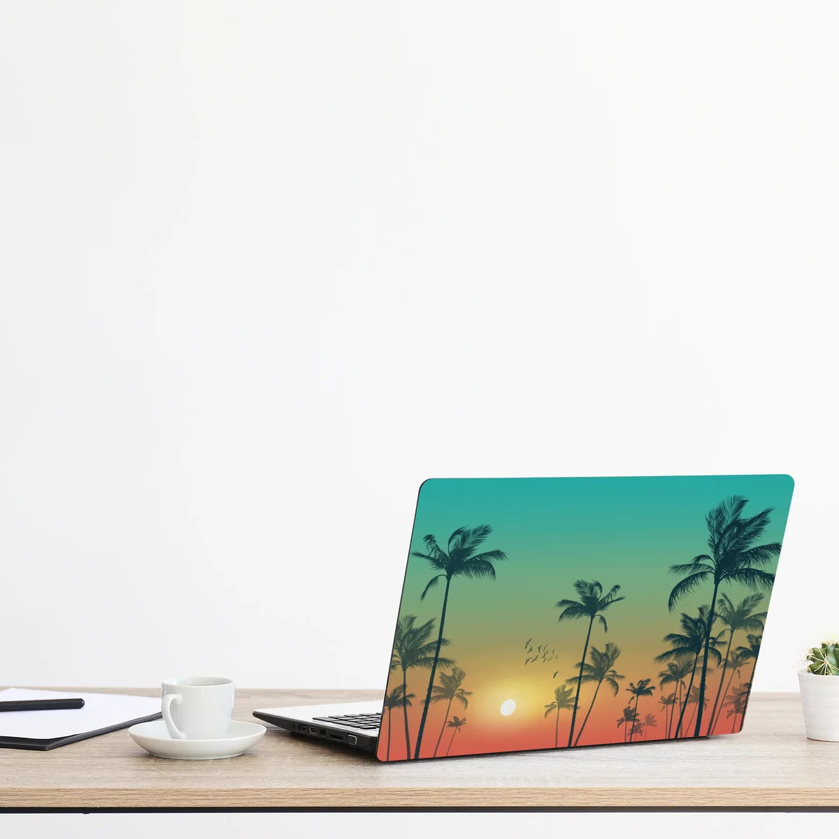 Laptop-Aufkleber tropischer sonnenuntergang mit palmensilhouetten Laptop-Aufkleber tropischer sonnenuntergang mit palmensilhouetten