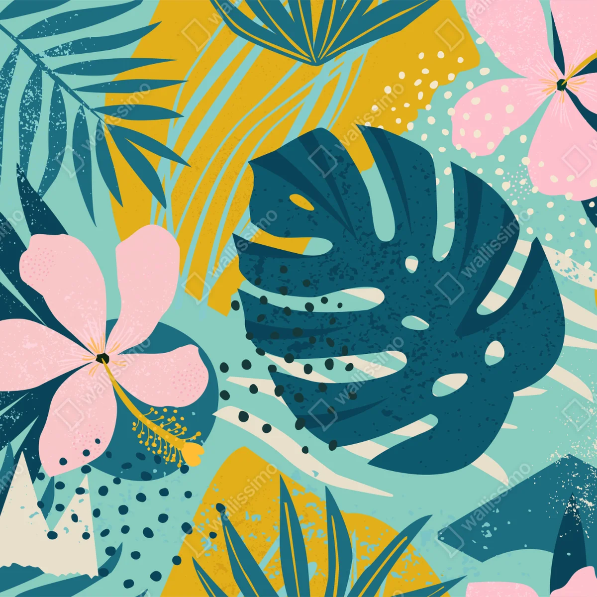 Leinwandbild tropische blätter und blüten Leinwandbild tropische blätter und blüten