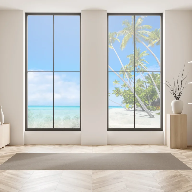 Fensteraufkleber tropischer palmenstrand Fensteraufkleber tropischer palmenstrand