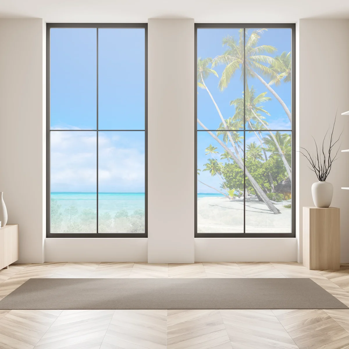 Fensteraufkleber tropischer palmenstrand Fensteraufkleber tropischer palmenstrand