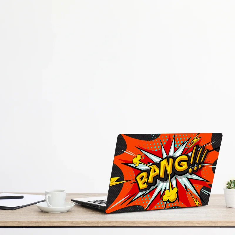 Laptop-Aufkleber comic-explosion im pop-art-stil Laptop-Aufkleber comic-explosion im pop-art-stil