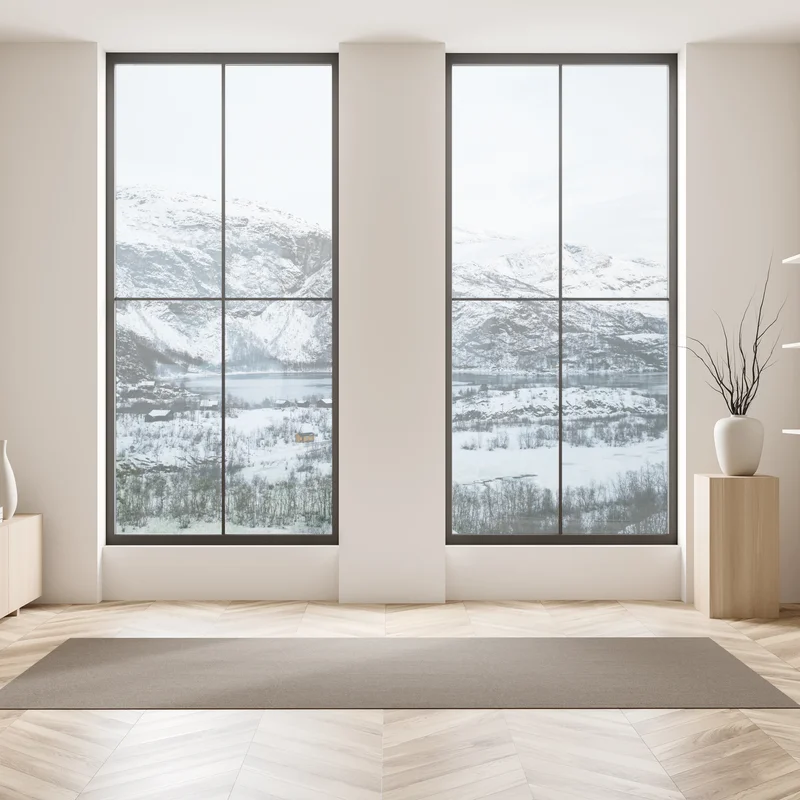 Fensteraufkleber ruhige winterliche berglandschaft über zugefrorenem see