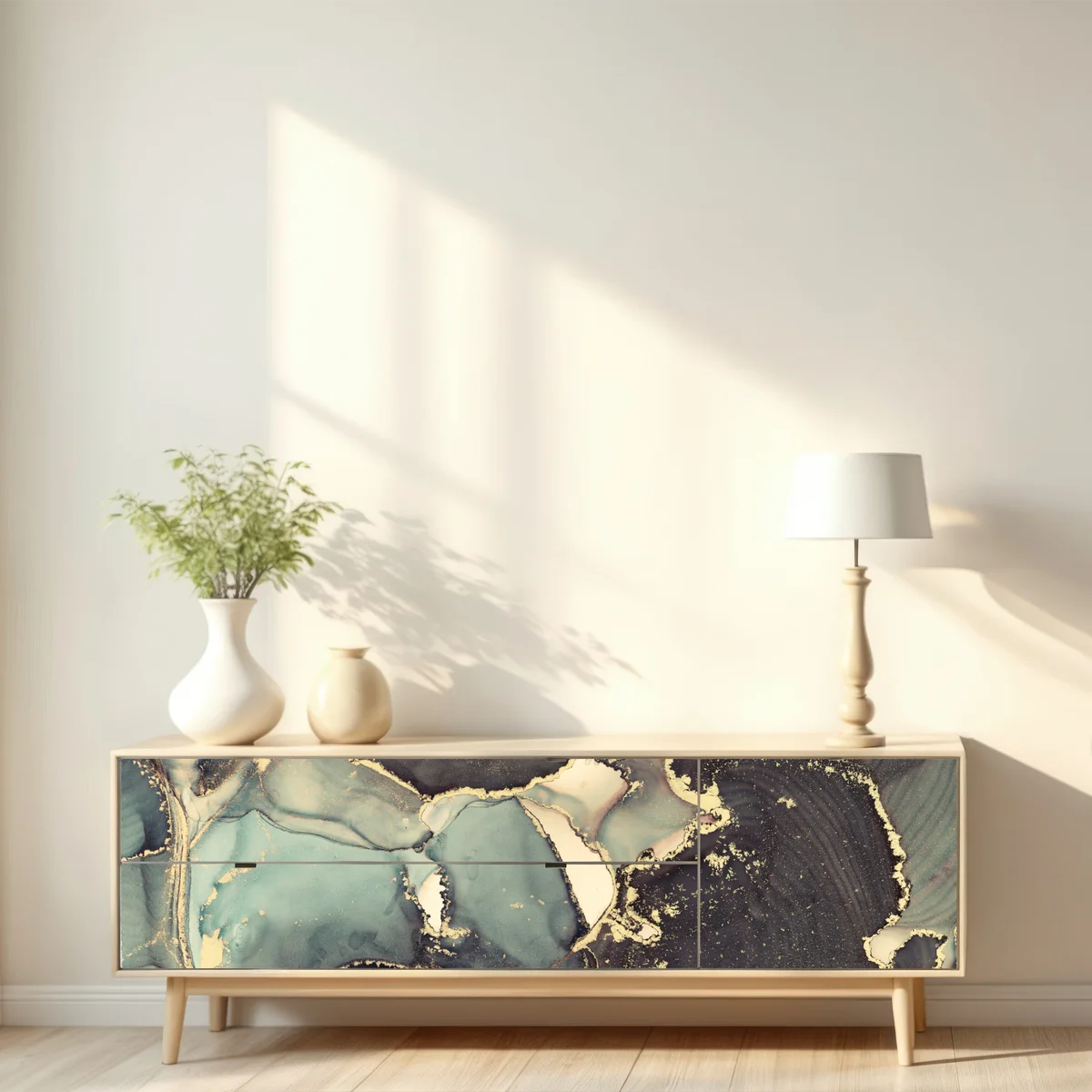 Repositionierbarer Aufkleber türkis und gold abstrakte fließmalerei Repositionierbarer Aufkleber türkis und gold abstrakte fließmalerei