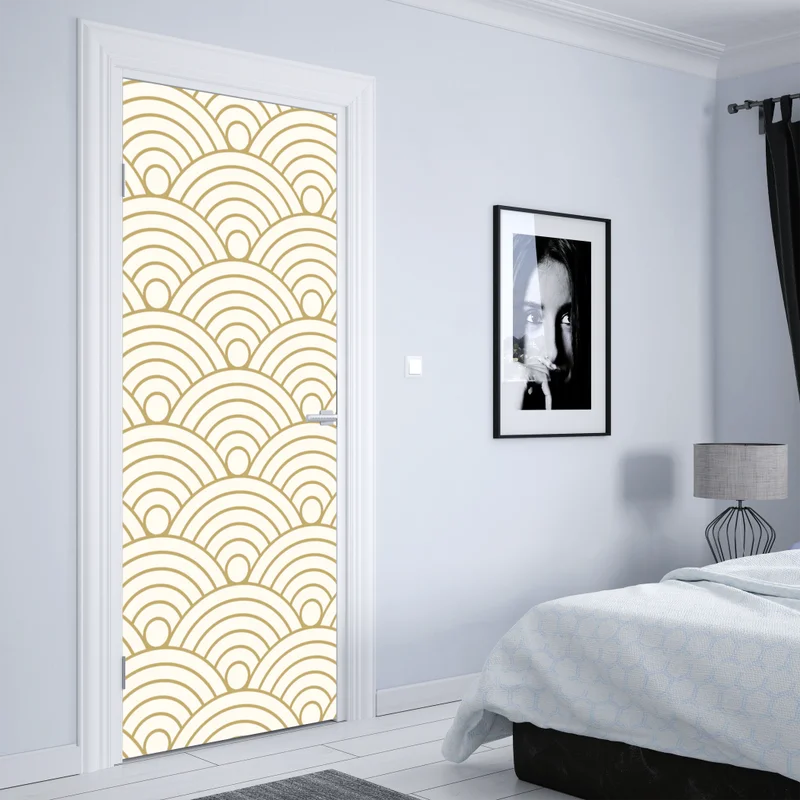 Türaufkleber goldenes seigaiha wellenmuster Türaufkleber goldenes seigaiha wellenmuster