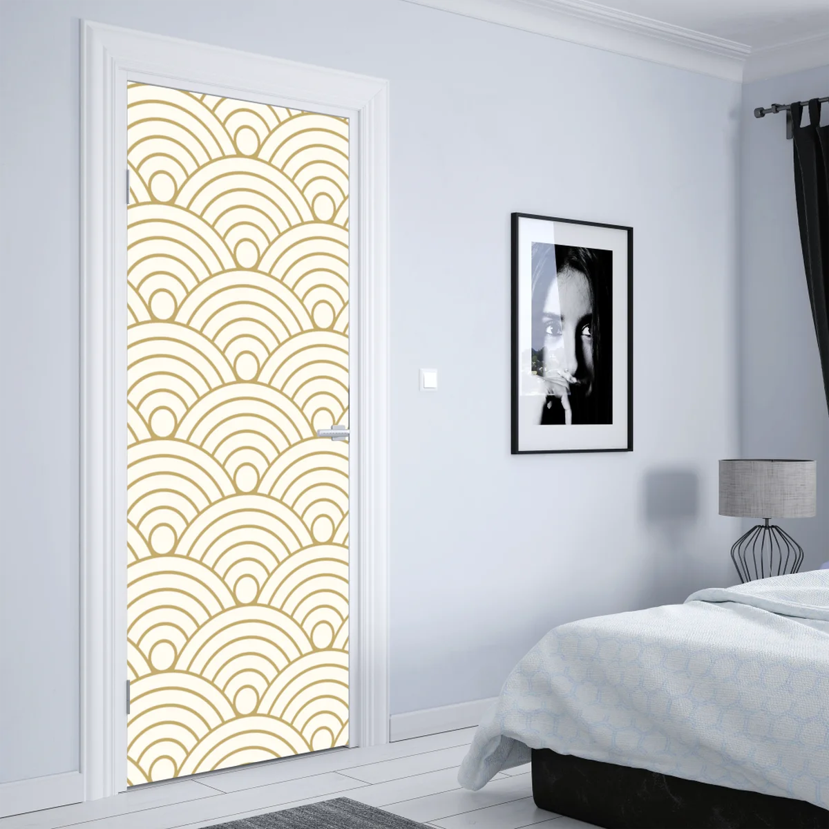 Türaufkleber goldenes seigaiha wellenmuster Türaufkleber goldenes seigaiha wellenmuster