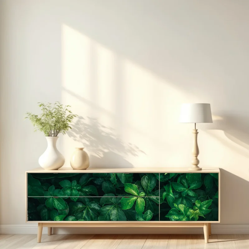 Repositionierbarer Aufkleber üppiges tropisches grünes laub