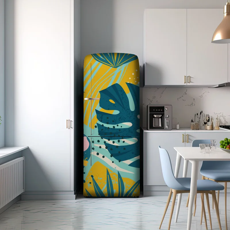 Kühlschrankaufkleber tropische blätter und blüten Kühlschrankaufkleber tropische blätter und blüten