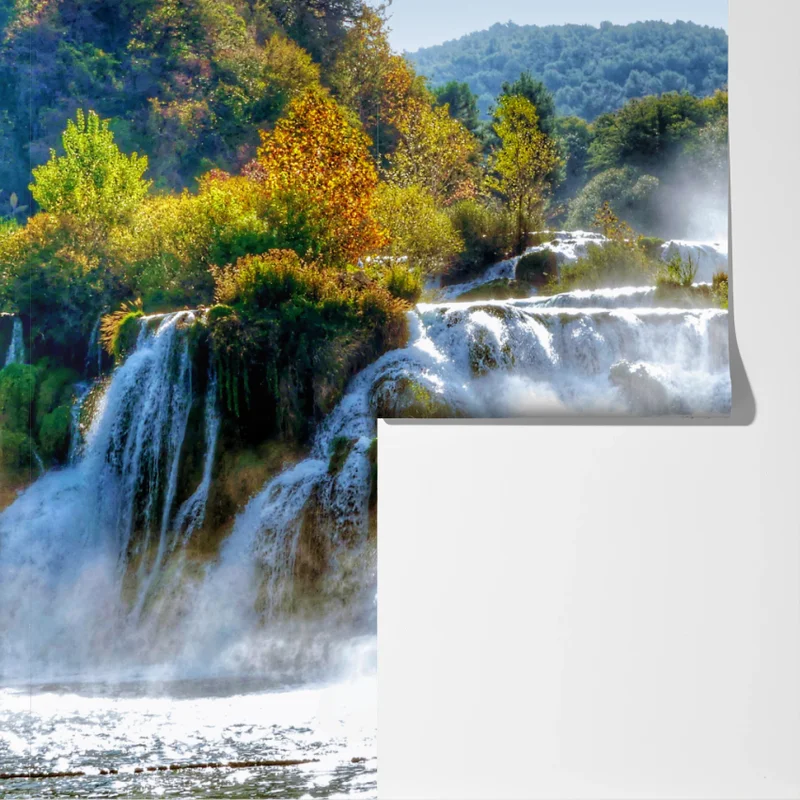 Fototapete stufenförmiger wasserfall im üppigen wald Fototapete stufenförmiger wasserfall im üppigen wald