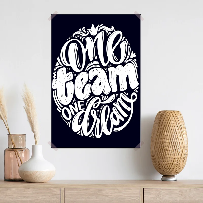 Poster one team one dream handlettering grafik • Poster bei Wallnifity® Poster one team one dream handlettering grafik • Poster bei Wallnifity®