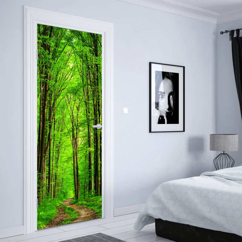 Türaufkleber üppiger grüner waldweg