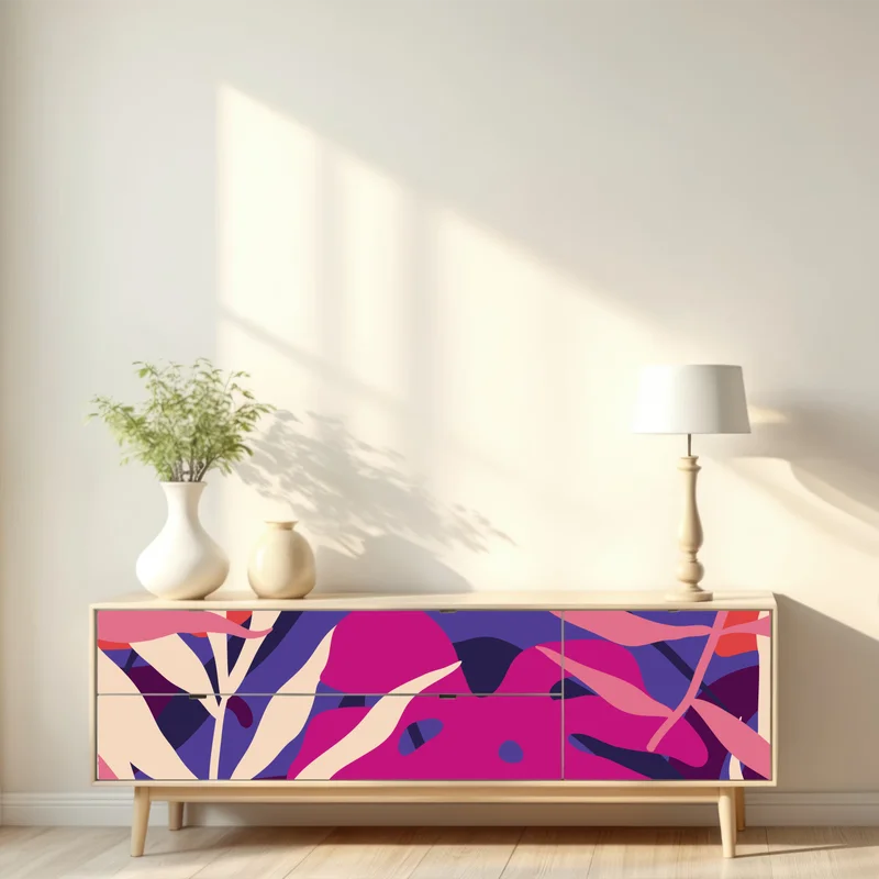 Repositionierbarer Aufkleber pastell tropisches blattmuster