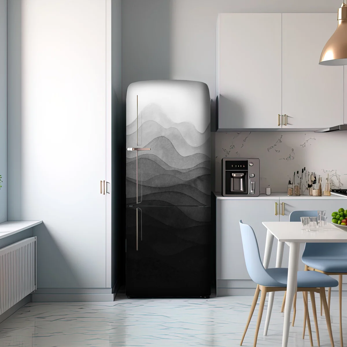 Kühlschrankaufkleber monochrome geschichtete berge Kühlschrankaufkleber monochrome geschichtete berge