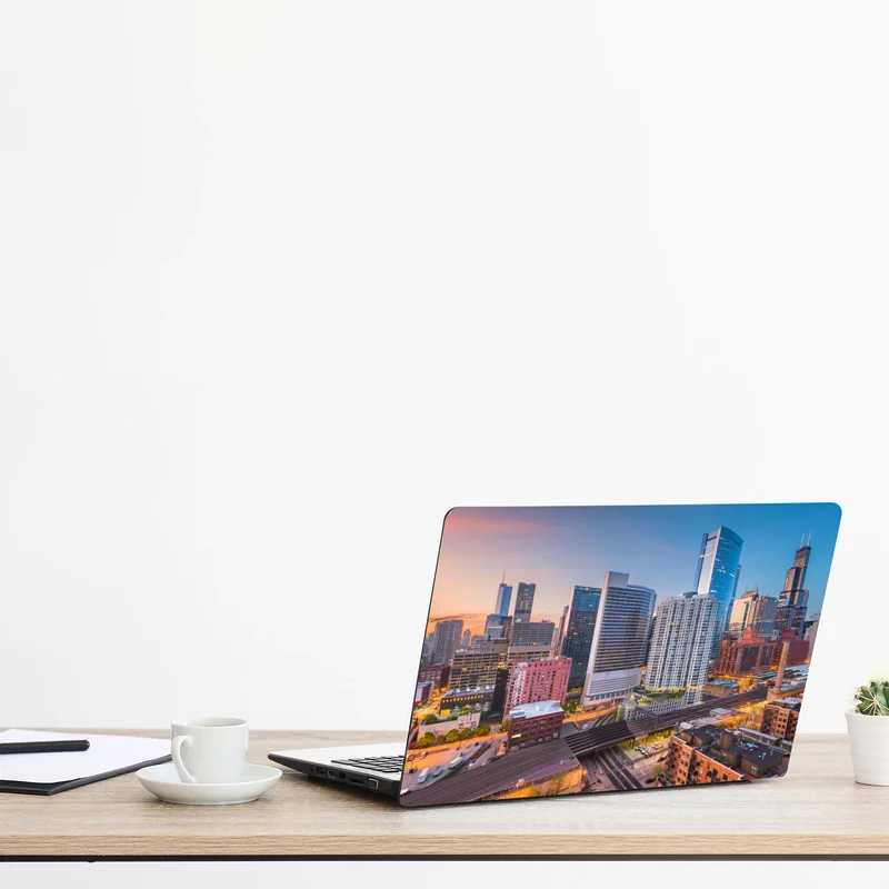 Laptop-Aufkleber Chicago skyline bei dämmerung Laptop-Aufkleber Chicago skyline bei dämmerung