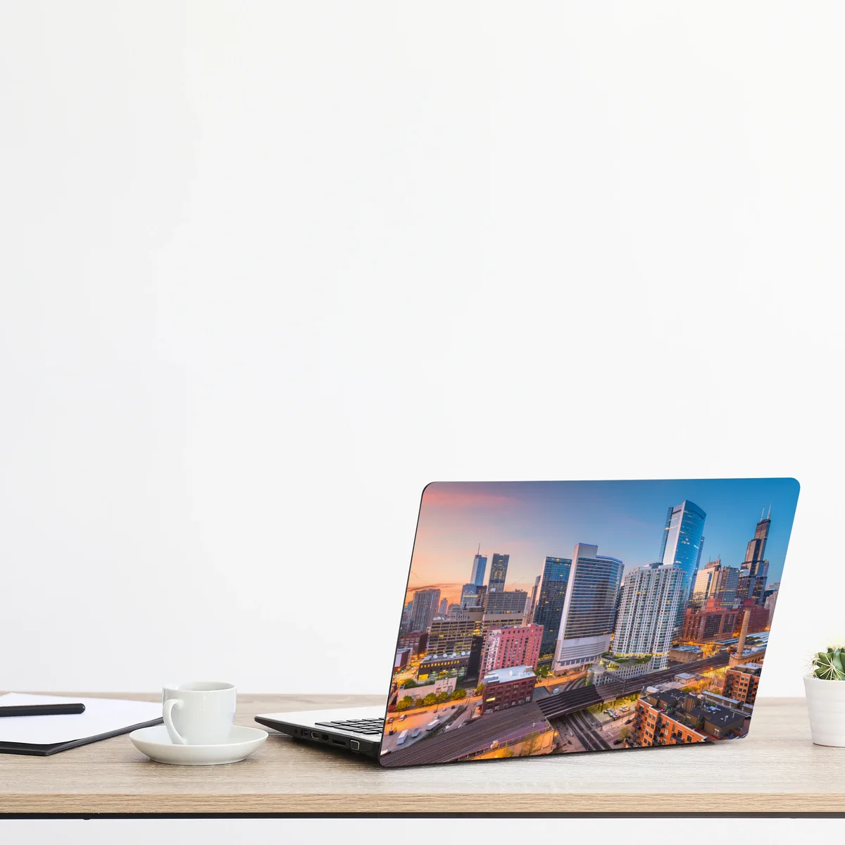 Laptop-Aufkleber Chicago skyline bei dämmerung Laptop-Aufkleber Chicago skyline bei dämmerung