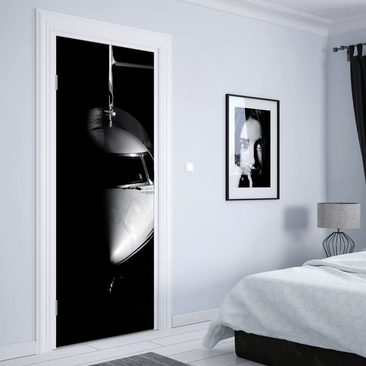 Türaufkleber monochromes porträt der flugzeugnase Türaufkleber monochromes porträt der flugzeugnase