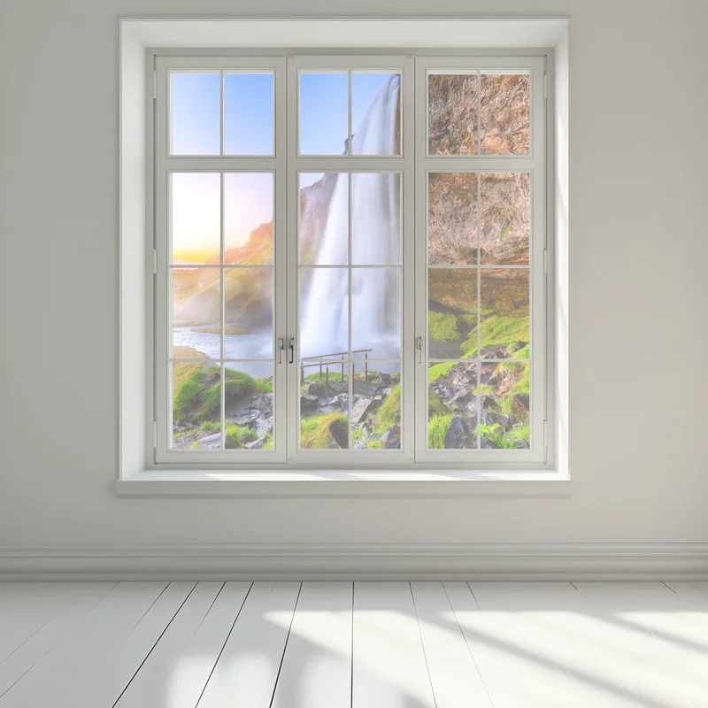 Fensteraufkleber Seljalandsfoss wasserfall im sonnenuntergang