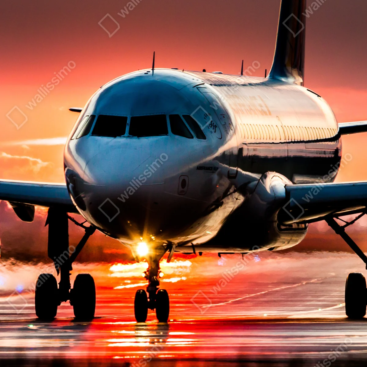 Fototapete jet im sonnenuntergang auf der startbahn Fototapete jet im sonnenuntergang auf der startbahn