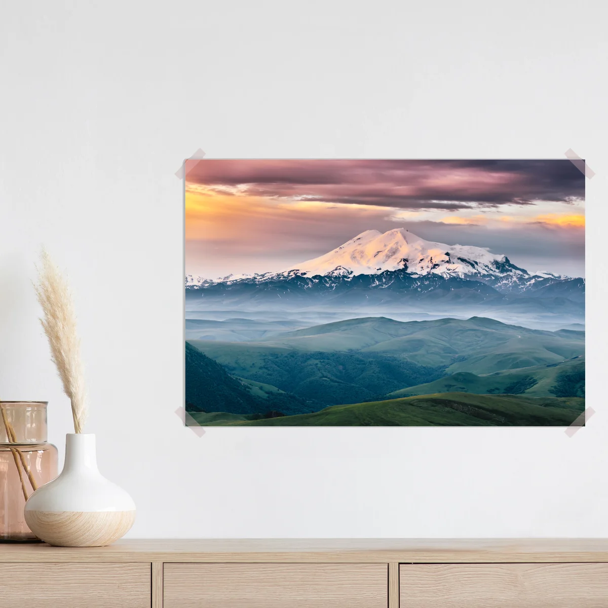 Poster ruhiger sonnenaufgang über schneebedecktem berg • Poster bei Wallnifity® Poster ruhiger sonnenaufgang über schneebedecktem berg • Poster bei Wallnifity®