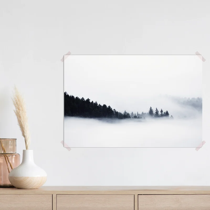 Poster herrlich schwerer Nebel in der Landschaft. herbstlicher, cremiger Nebel in der Landschaft. Hügel aus Nebel aufgestiegen, • Poster bei Wallnifity® Poster herrlich schwerer Nebel in der Landschaft. herbstlicher, cremiger Nebel in der Landschaft. Hügel aus Nebel aufgestiegen, • Poster bei Wallnifity®