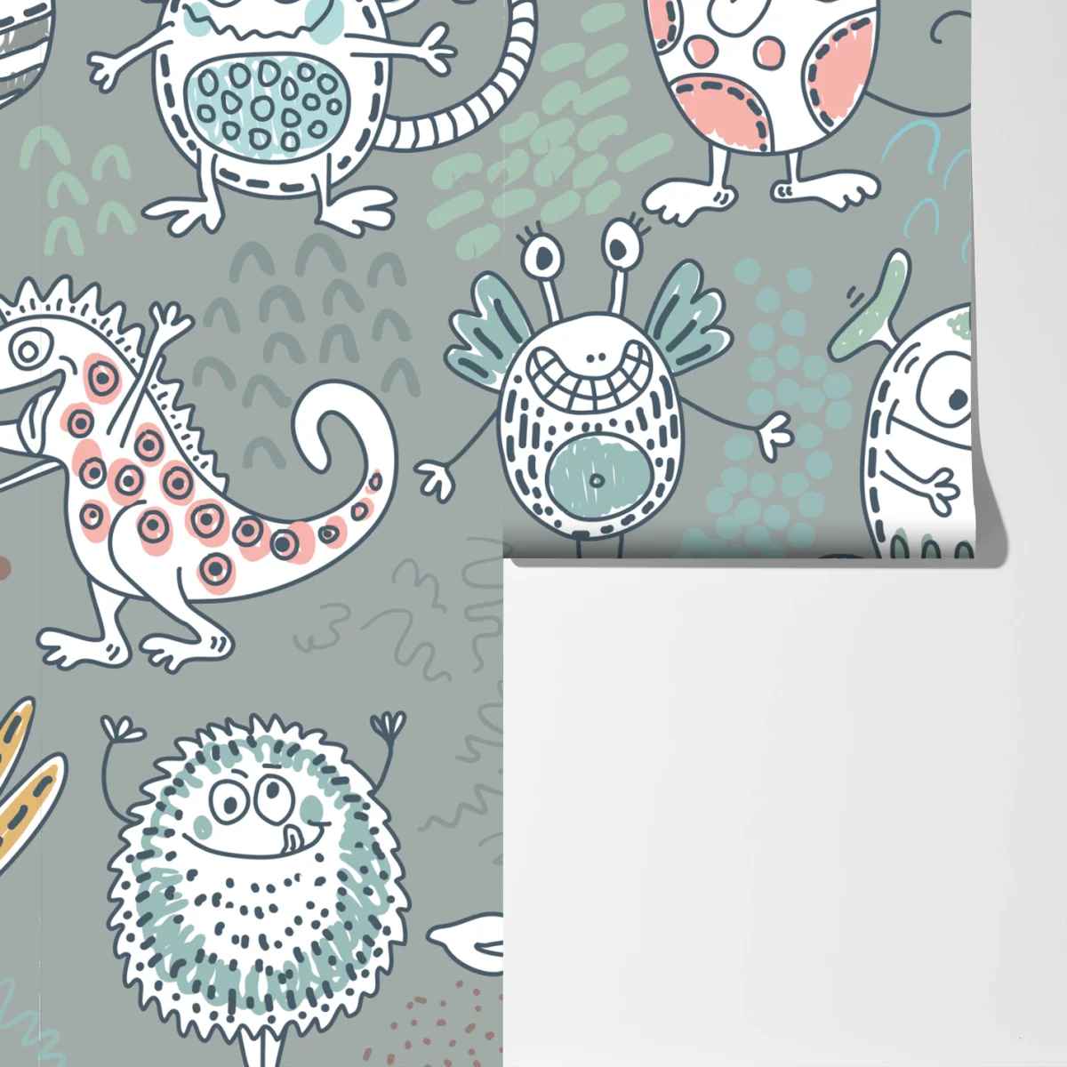Fototapete verspieltes pastellmonster-muster Fototapete verspieltes pastellmonster-muster