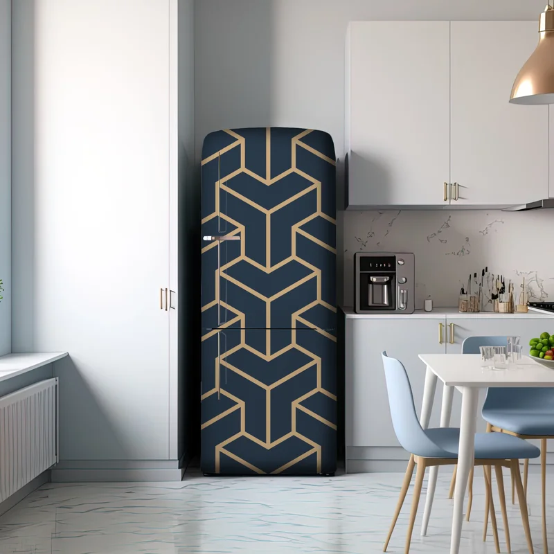 Kühlschrankaufkleber marineblaues geometrisches würfelmuster