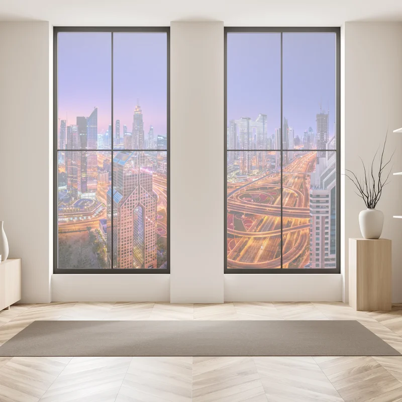 Fensteraufkleber Dubai panorama bei dämmerung