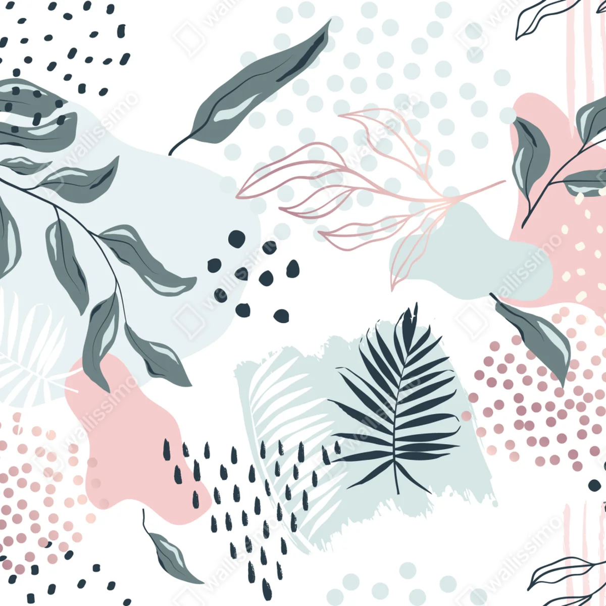 Leinwandbild pastellfarbenes botanisches abstraktes muster Leinwandbild pastellfarbenes botanisches abstraktes muster