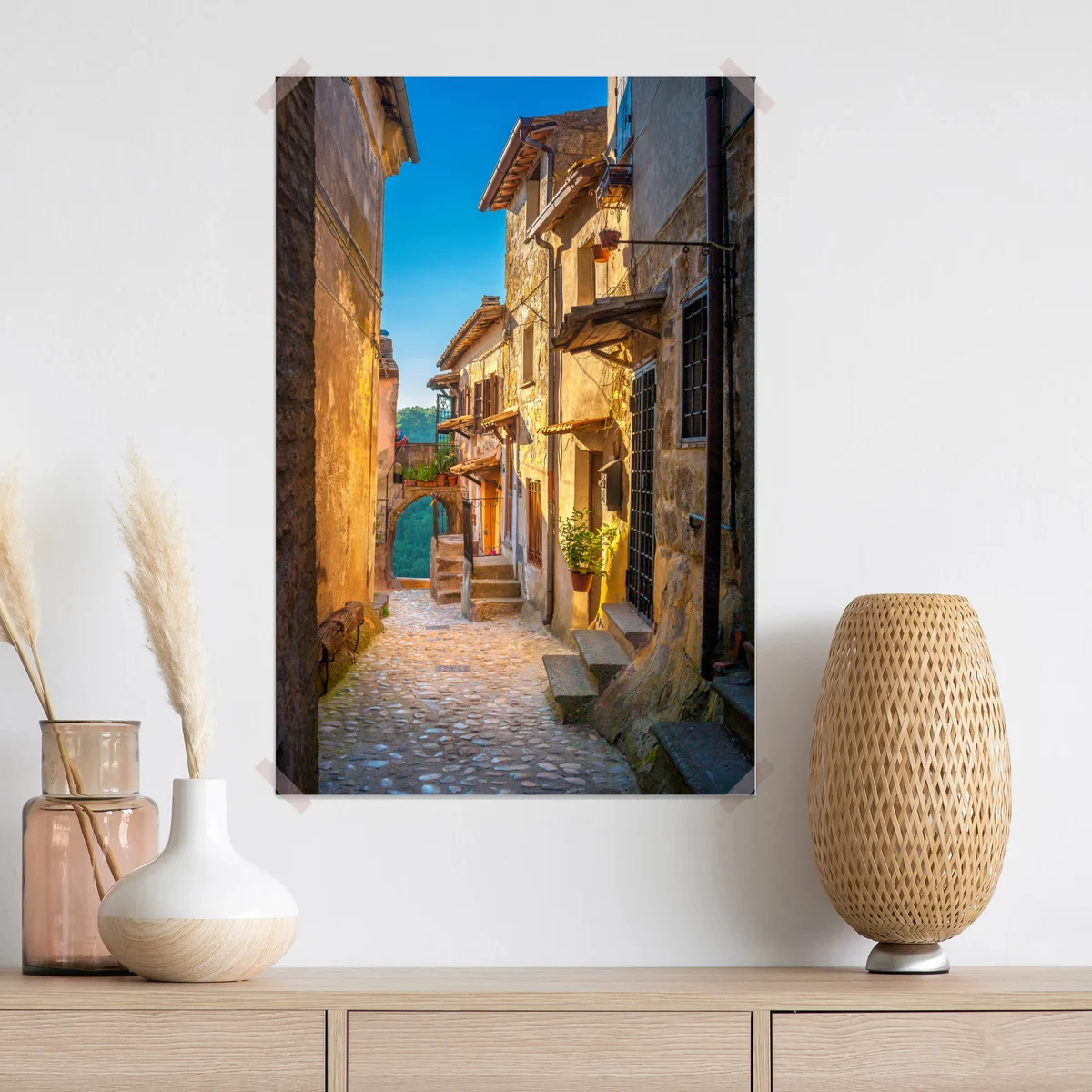 Poster sonnenbeschienene gasse in der Toskana Poster sonnenbeschienene gasse in der Toskana