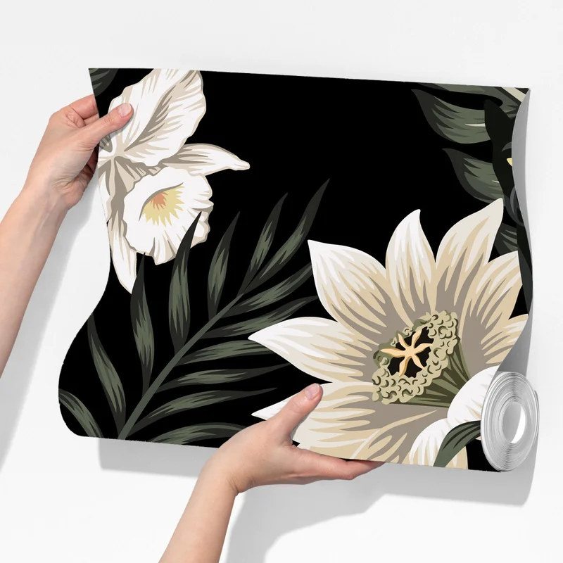 Fototapete botanisches muster mit schwarzem panther Fototapete botanisches muster mit schwarzem panther