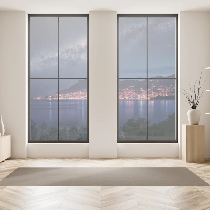 Fensteraufkleber küstenstadt unter der milchstraße