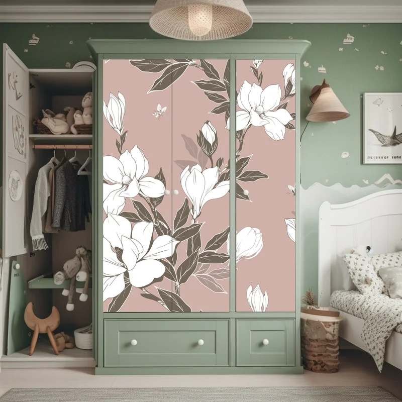 Schrankaufkleber zartes magnolienmuster