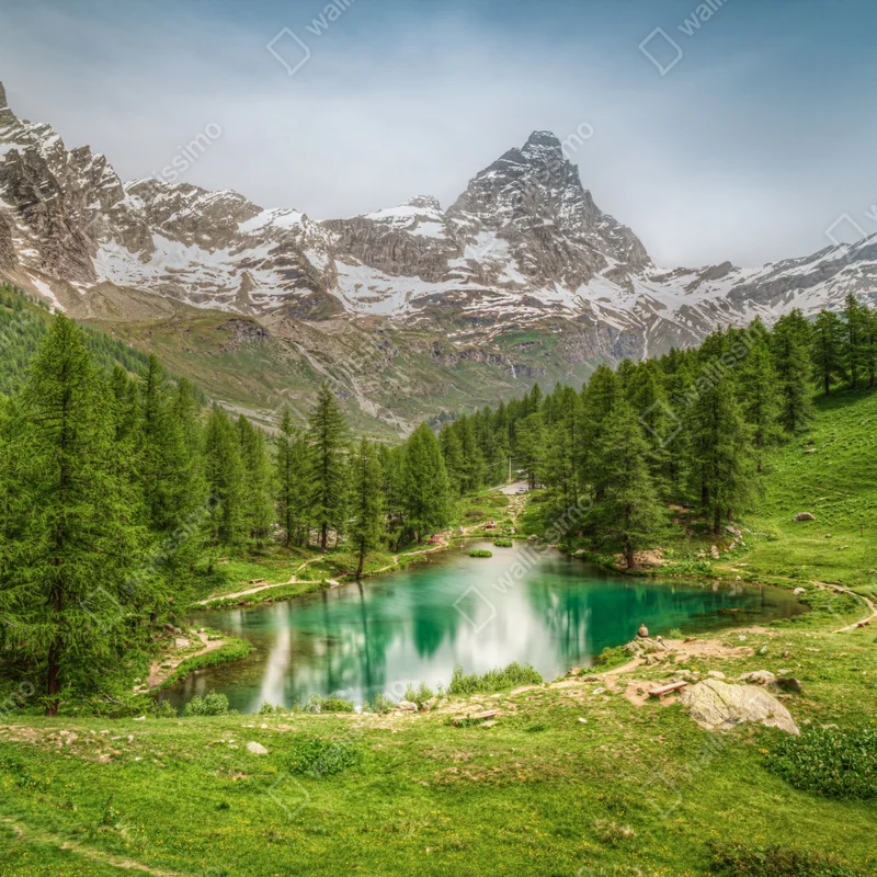 Leinwandbild türkisfarbener alpensee bei Cervinia Leinwandbild türkisfarbener alpensee bei Cervinia