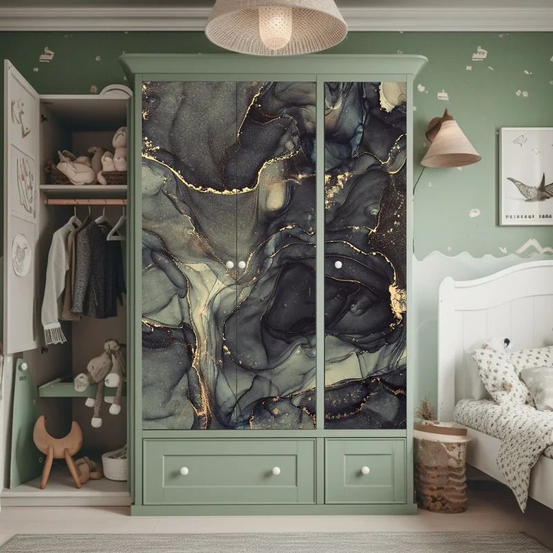 Schrankaufkleber luxuriöse abstrakte alkoholtinten-kunst mit goldenen adern Schrankaufkleber luxuriöse abstrakte alkoholtinten-kunst mit goldenen adern