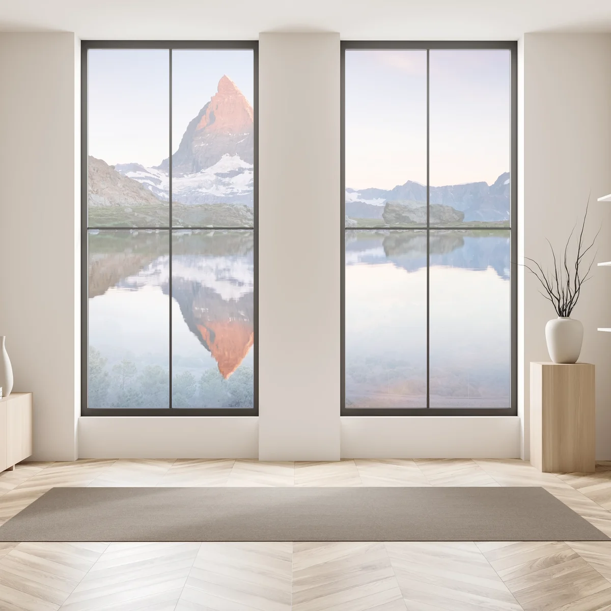 Fensteraufkleber Matterhorn bei sonnenaufgang über dem alpensee Fensteraufkleber Matterhorn bei sonnenaufgang über dem alpensee