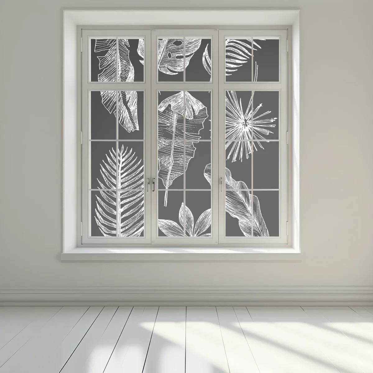Fensteraufkleber monochrome blattkomposition Fensteraufkleber monochrome blattkomposition