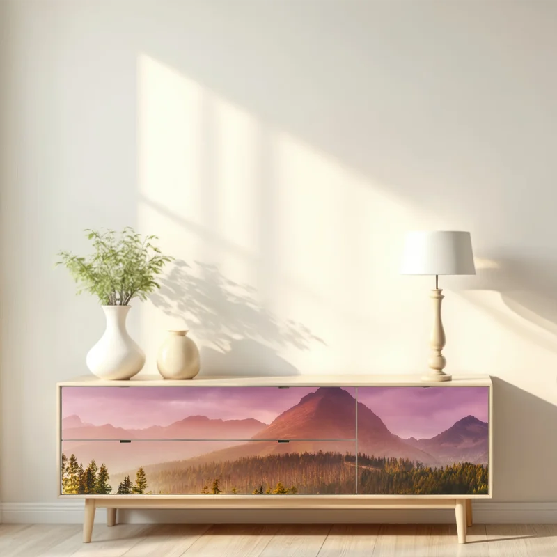 Repositionierbarer Aufkleber sonnenuntergang über Štrbské Pleso