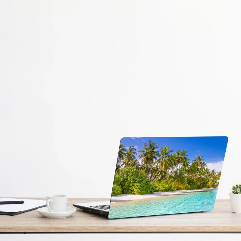 Naklejka na laptopa tropikalna plaża z palmami