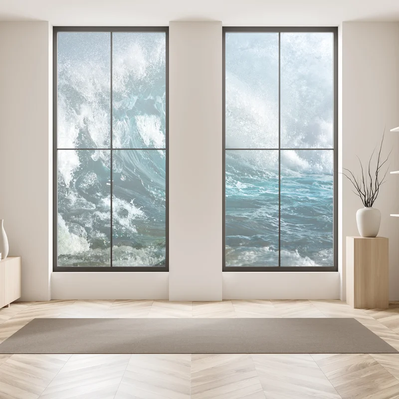 Fensteraufkleber türkise ozeanwelle in bewegung