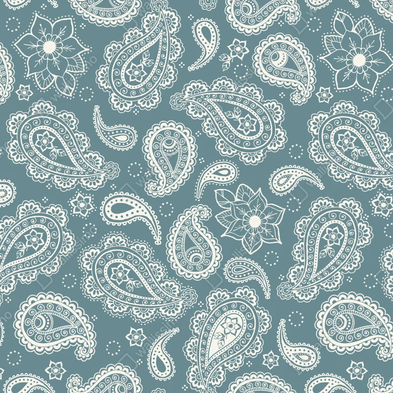 Kühlschrankaufkleber türkis paisley muster mit blumendetails Kühlschrankaufkleber türkis paisley muster mit blumendetails