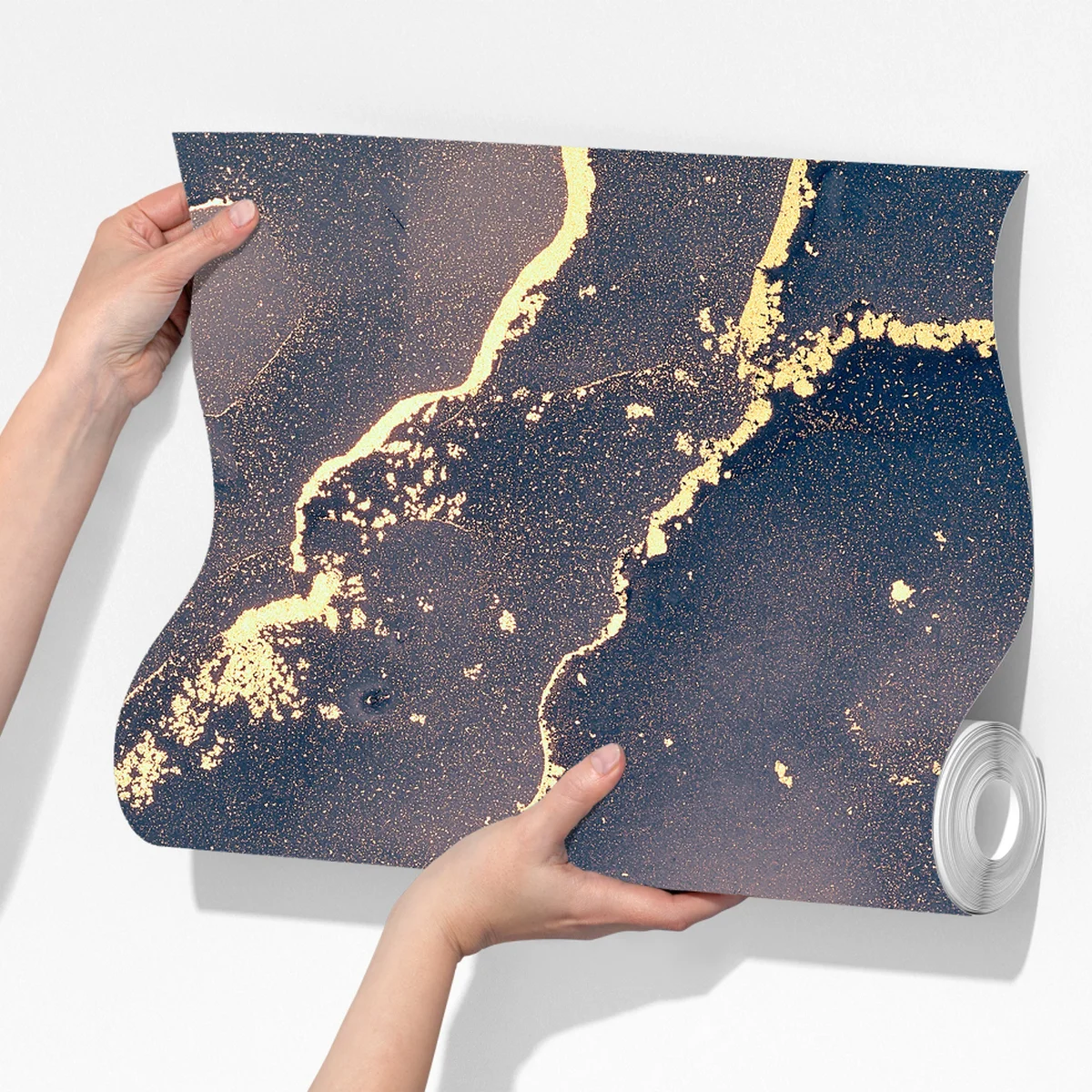 Fototapete marineblau-goldene marmorabstraktion Fototapete marineblau-goldene marmorabstraktion