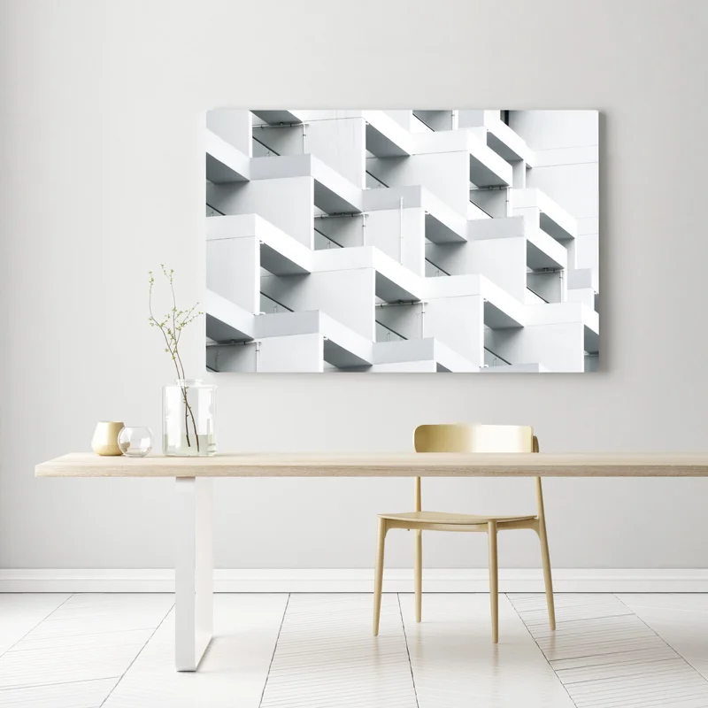 Leinwandbild weiße betonfassade im geometrischen muster Leinwandbild weiße betonfassade im geometrischen muster