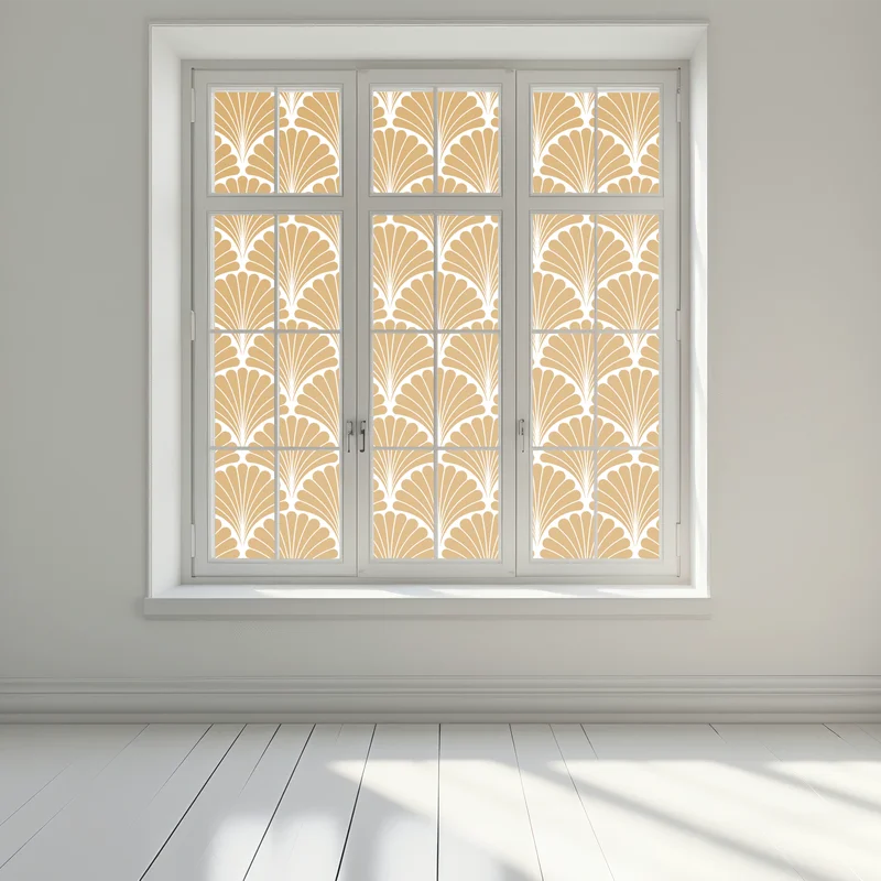 Fensteraufkleber goldenes fächermuster im art-deco-stil