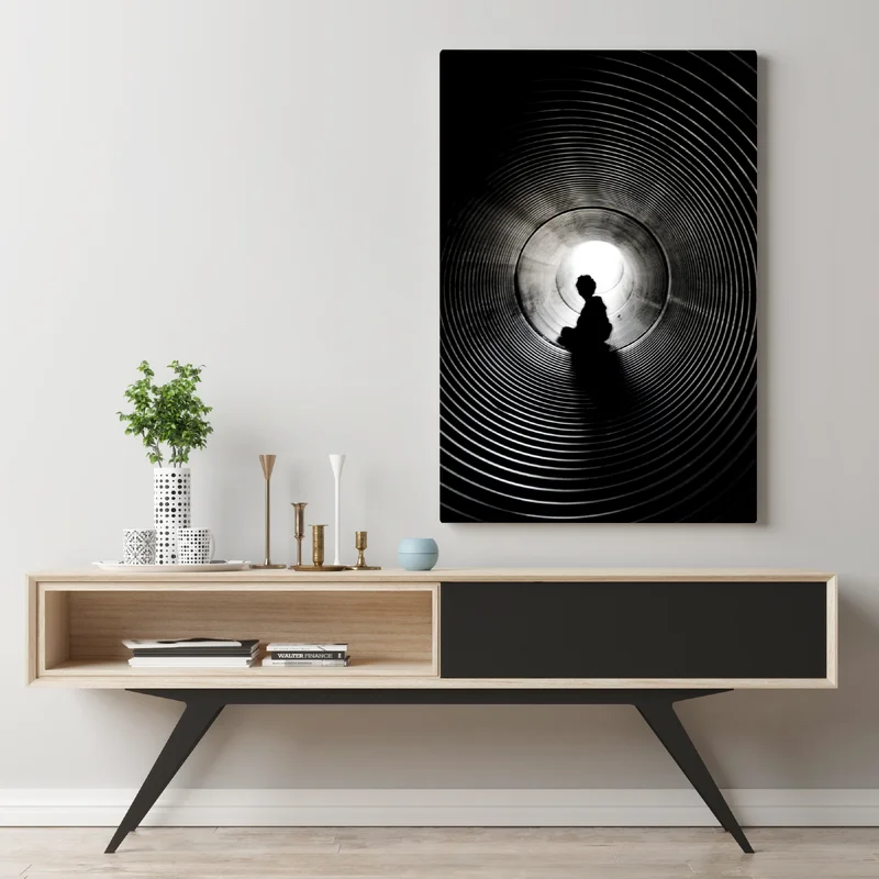 Leinwandbild silhouette in einem spiraltunnel Leinwandbild silhouette in einem spiraltunnel
