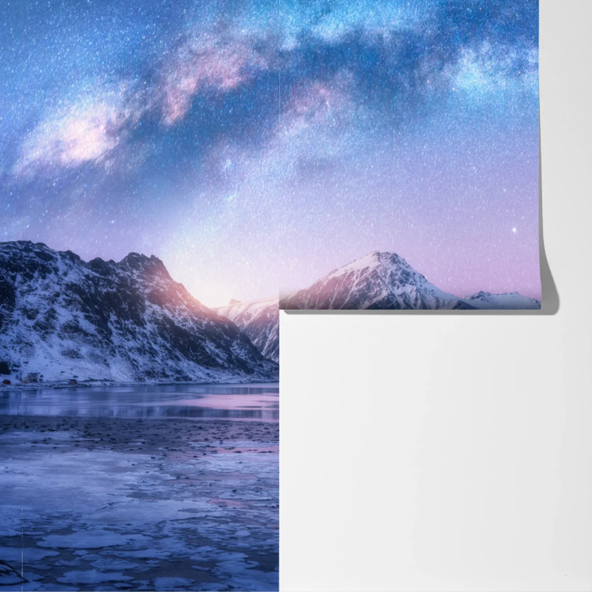 Fototapete ruhige arktische bergnacht unter der milchstraße Fototapete ruhige arktische bergnacht unter der milchstraße